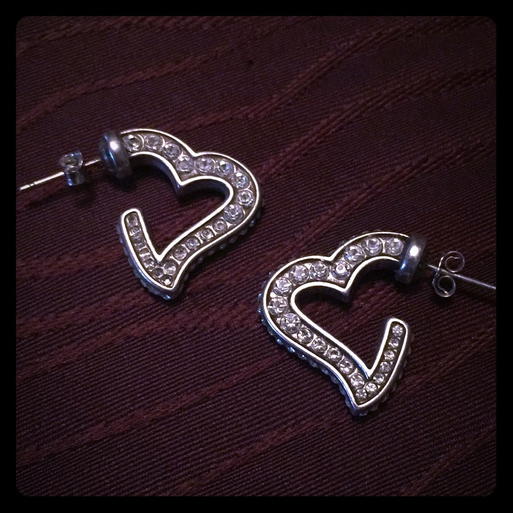 Brighton diamond studded heart earrings